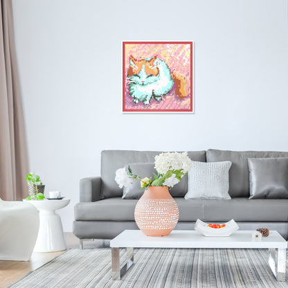 Japanese Anime Style Cat Compatible LEGO Artwork (64*64 dots, Assembled Frame)