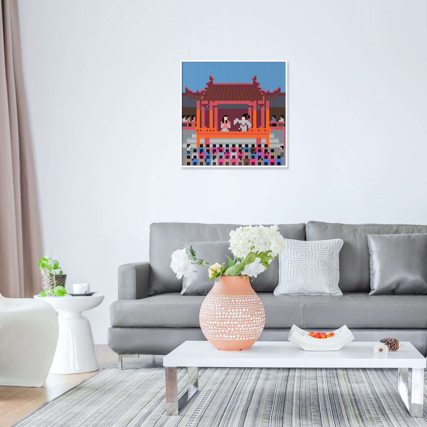 Traditional Chinese Folk Stage Compatible LEGO Artwork (64*64 dots, Assembled Frame)