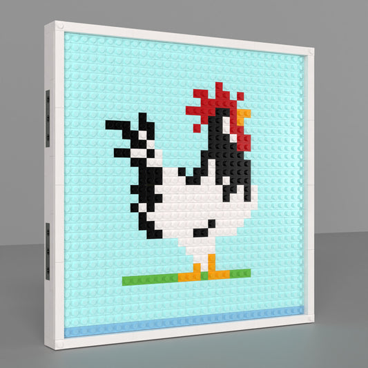 Crowing Rooster - A Pixel Art Made of 32*32 Compatible Lego Bricks