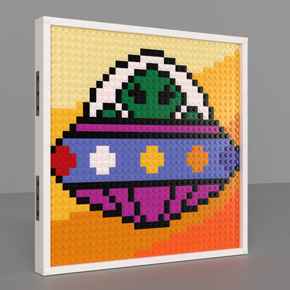 Flying Saucer Building Brick Pixel Art - 32*32 Modular Compatible with Lego