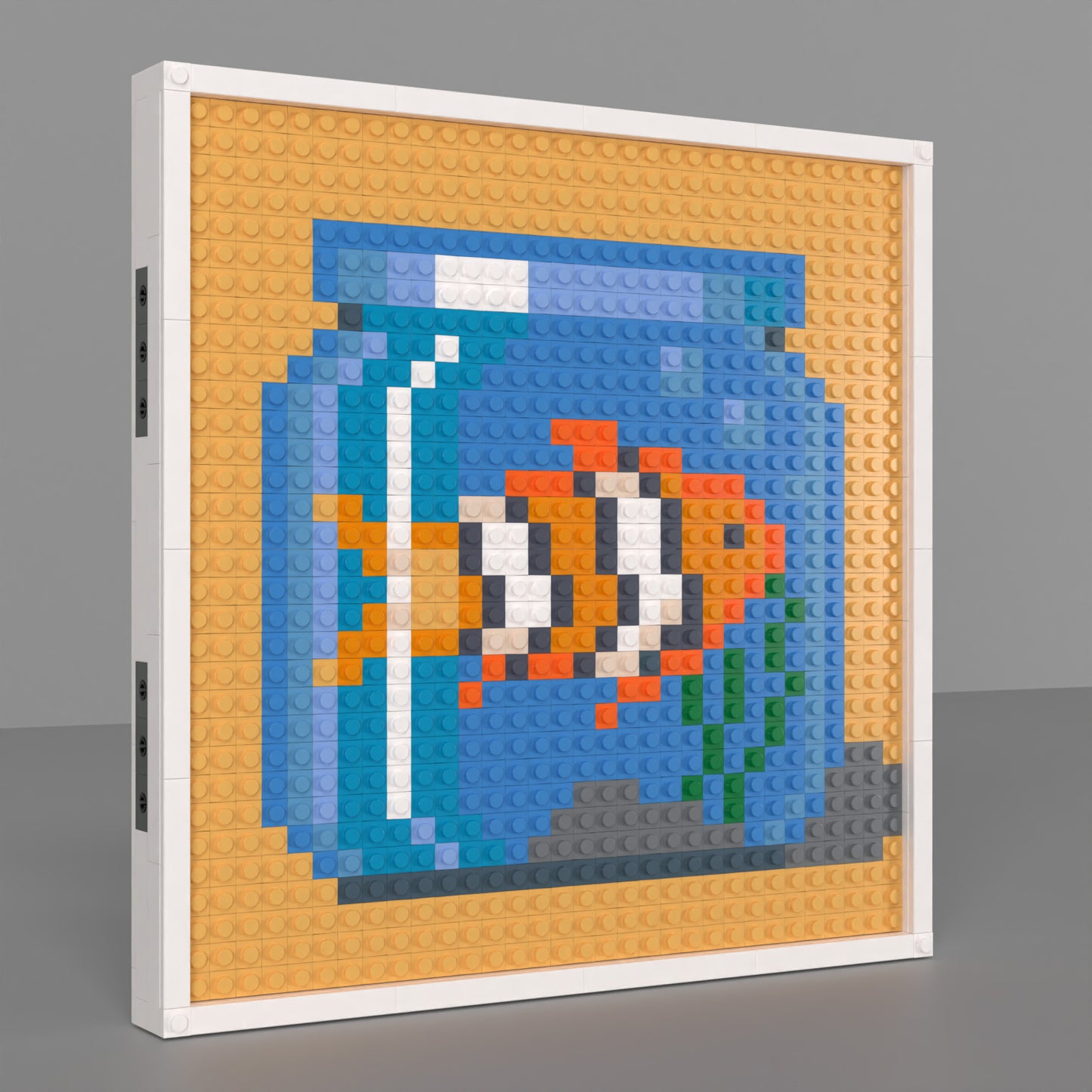 Clownfish in Fishbowl Building Brick Pixel Art - 32*32 Modular Compatible with Lego