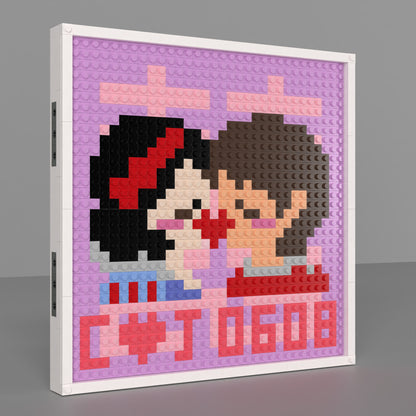 32*32 Compatible Lego Pieces "A Pair of Cartoon Lovers Kissing" Personalized Pixel Art