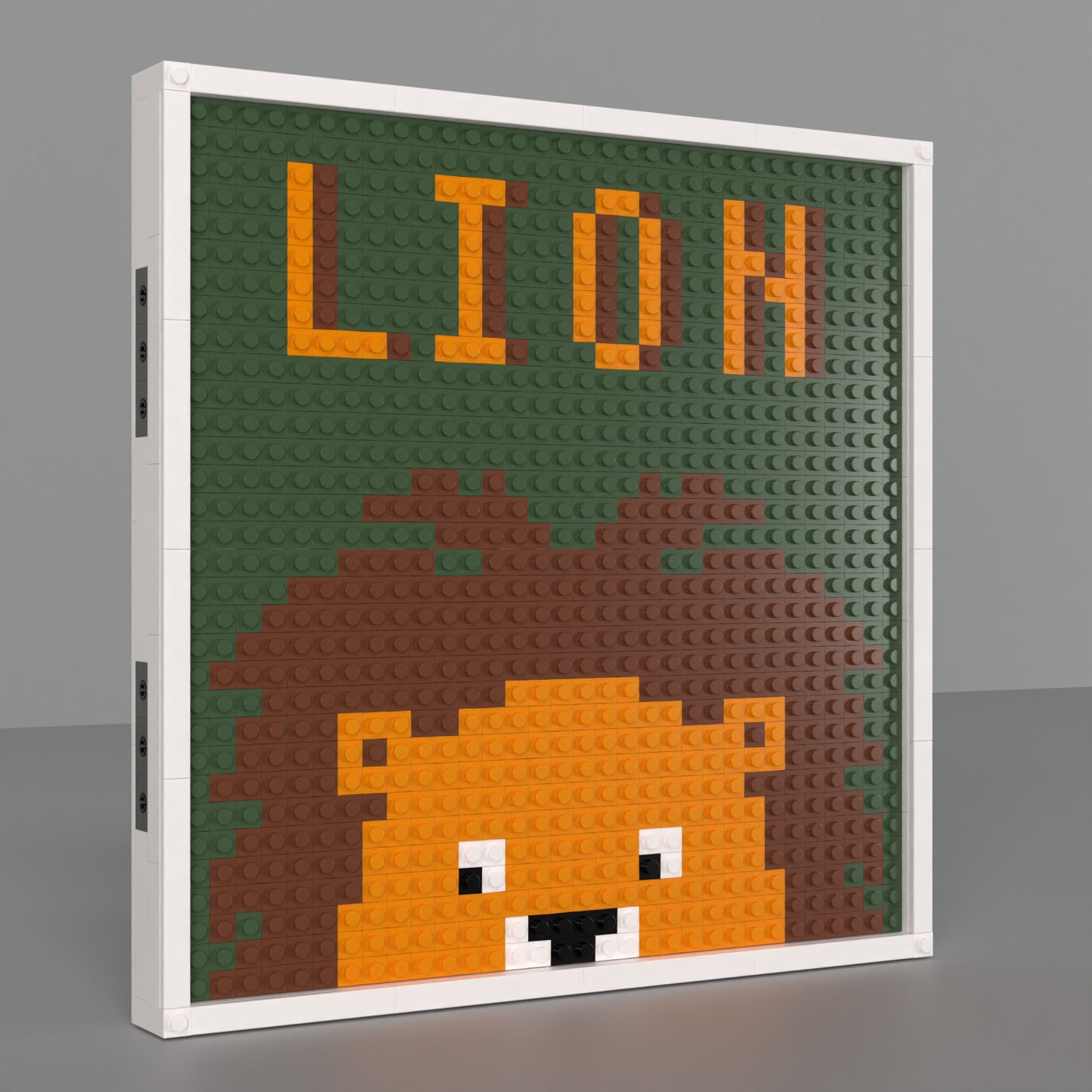 Cartoon Lion Building Brick Pixel Art With LION Logo - 32*32 Modular Compatible with Lego
