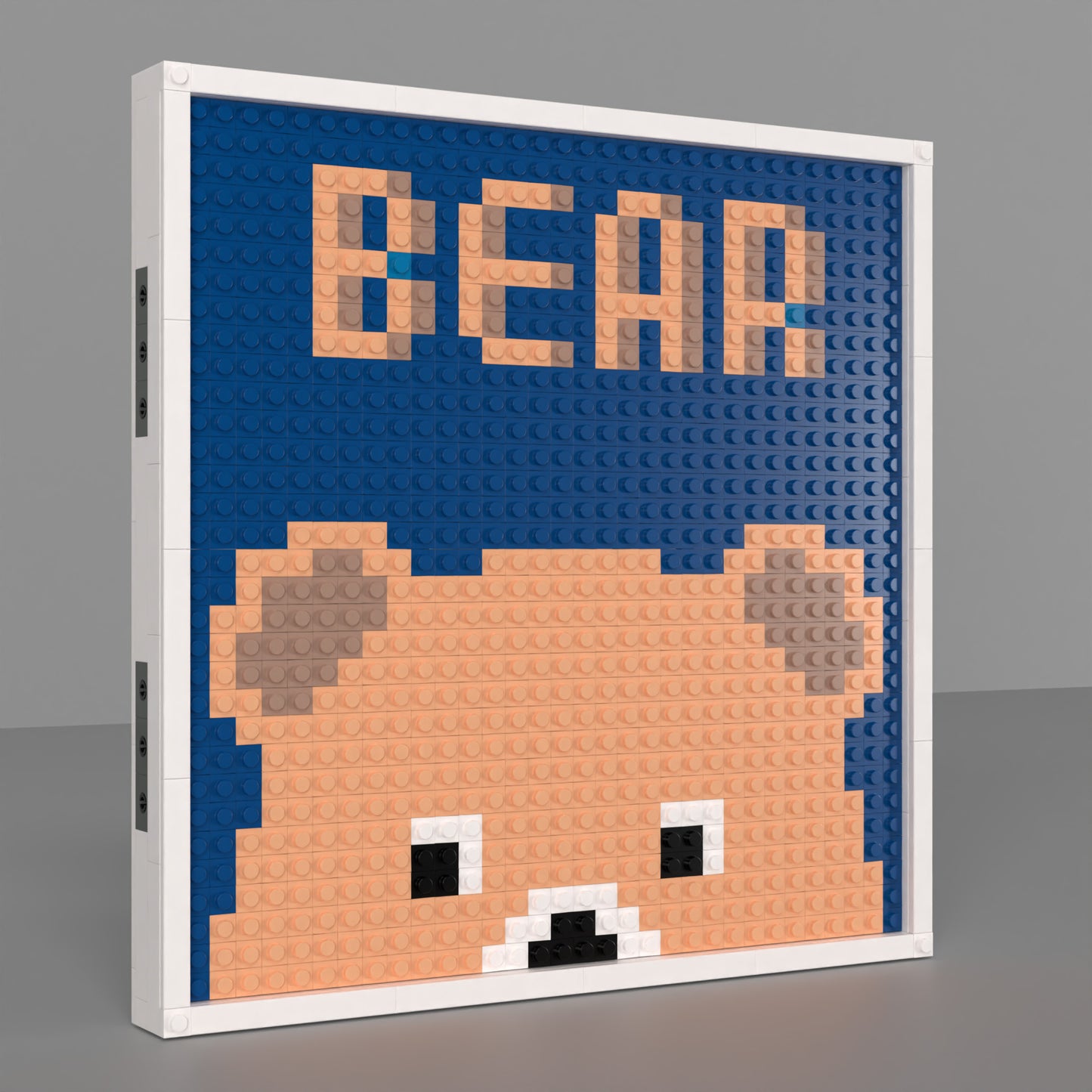 Cartoon Bear Building Brick Pixel Art With BEAR Logo - 32*32 Modular Compatible with Lego