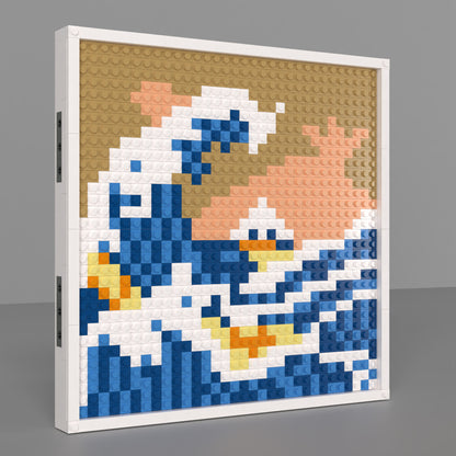 Kanagawa Surfing Building Brick Pixel Art - 32*32 Modular Compatible with Lego